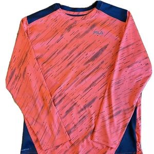 Fila Womens Workout Shirt Quik-Dry Coral Orange Print Size 14/16 - GUC!